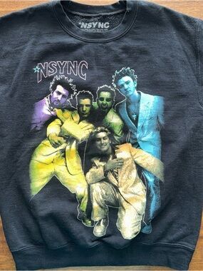 NSYNC Sweatshirt Adult Small Neon & Black Justin Timberlake Lance Bass